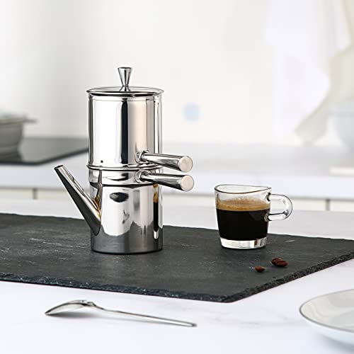 Ilsa Stainless Steel Neapolitan Drip Coffee Maker with Spout, 3 Cup