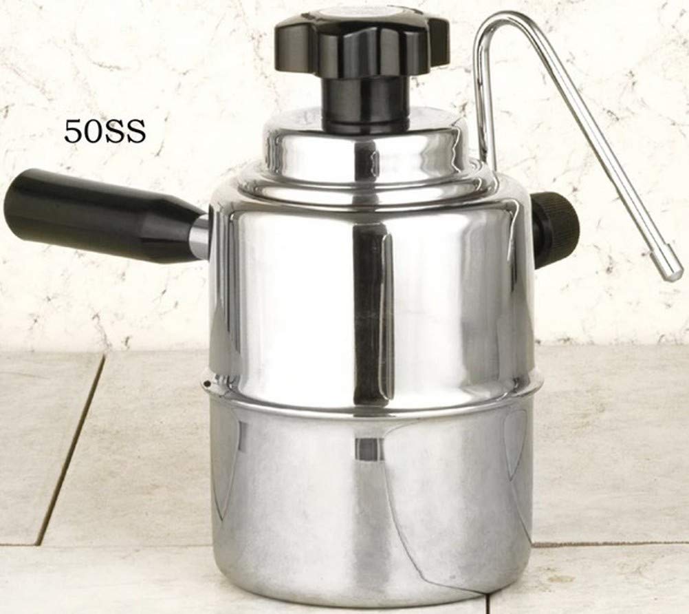 European Gift 50SS Stainless Steel Stove Top Cappuccino Steamer, Black and Silver; Perfect for Frothing Cappuccino, Latte or Chai Tea; Heavy 18/10 Stainless Steel; Bakelite Handle and Knob