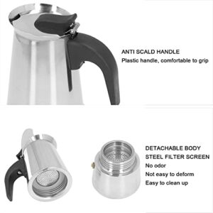 Stovetop Espresso Maker, 2 Cup Stainless Steel Moka Pot Italian Coffee Maker Mocha Coffee Machine Cafe Percolator Maker for Induction Cookers, Gas Stove