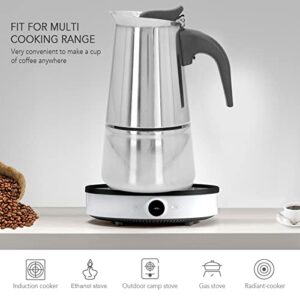 Stovetop Espresso Maker, 2 Cup Stainless Steel Moka Pot Italian Coffee Maker Mocha Coffee Machine Cafe Percolator Maker for Induction Cookers, Gas Stove