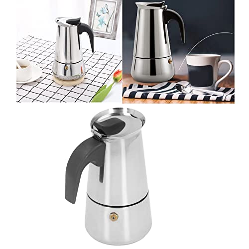 Stovetop Espresso Maker, 2 Cup Stainless Steel Moka Pot Italian Coffee Maker Mocha Coffee Machine Cafe Percolator Maker for Induction Cookers, Gas Stove