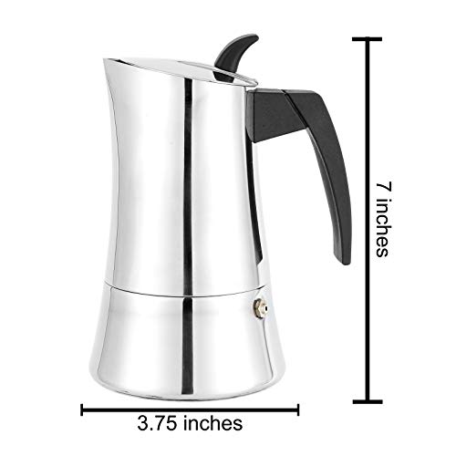 CUISINOX Capri Stainless Steel Induction Moka Pot Espresso Coffee Maker, 4-Cup