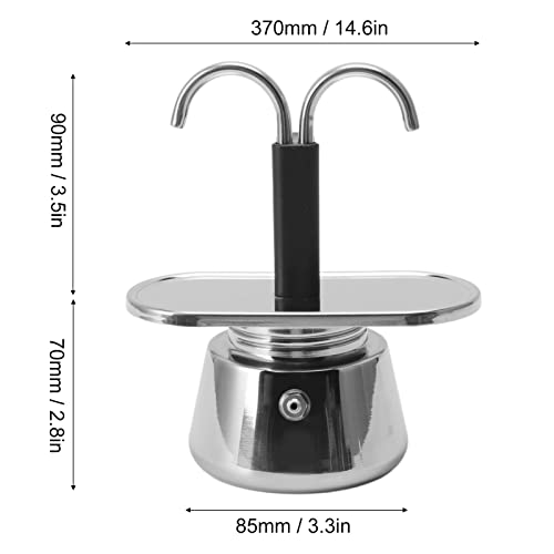 Stovetop Espresso Maker, 100ml Mini 2 Cup Moka Pot Double Spout Italian Style Espresso Delicious Coffee Maker Stainless Steel Camping Coffee Makers Espresso Moka Pot for Home