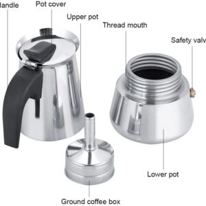 Stainless Steel Stovetop Espreeso Machine 9cup/450ml Coffee Maker Moka Pot Espresso Maker Italian Espresso Coffee Maker for Induction and Gasstove Electric Percolator Coffee Pot Espresso Pot