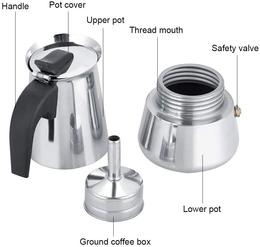 Stainless Steel Stovetop Espreeso Machine 9cup/450ml Coffee Maker Moka Pot Espresso Maker Italian Espresso Coffee Maker for Induction and Gasstove Electric Percolator Coffee Pot Espresso Pot