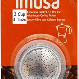 IMUSA USA Aluminum Stovetop Espresso Maker Replacement Rubber Ring & Filter only for 3 Cup