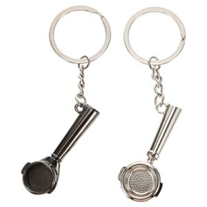 kesyoo 2pcs coffee series keychain zinc alloy coffee strainer key ring key pendant charm for barista coffee lover gift women men