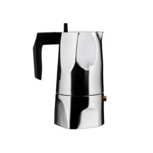 alessi | ossidiana mt18/3 - design stovetop coffee maker, cast aluminium and thermoplatic resin, 3 cups, black