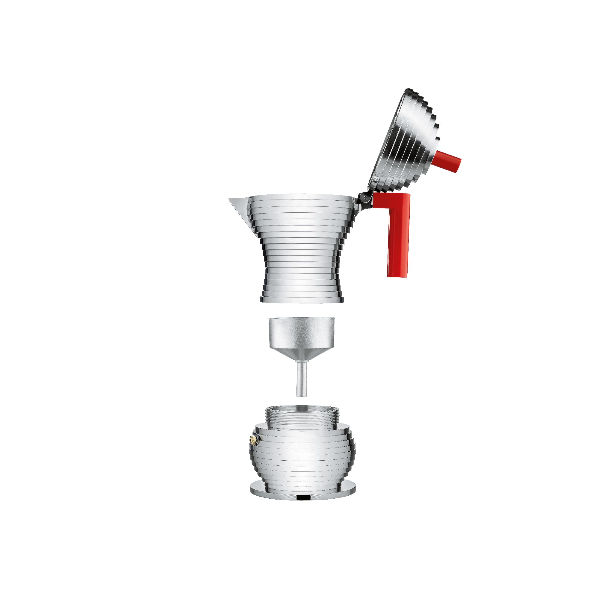 Alessi MDL02/6RFM Pulcina Espresso coffee maker, 6 cups, red