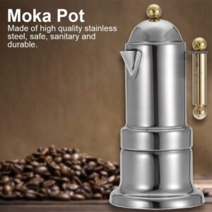 Moka Pot Stainless Steel Stovetop Espresso Maker, Moka Pot Stovetop Espresso Coffee Maker with Safety Valve200ml