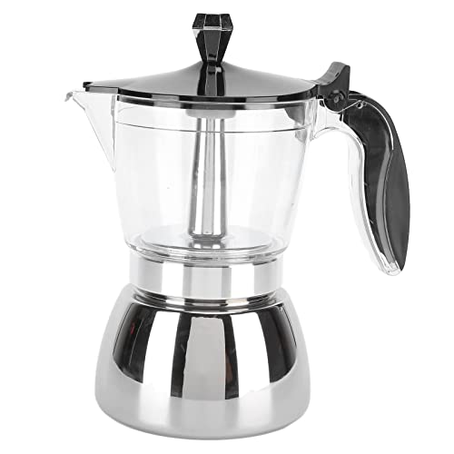 Moka Pot, 300ml Stainless Steel Electric Coffee Pot Coffee Maker 6 Cups for Kitchen Household Brewing