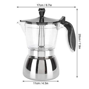 Moka Pot, 300ml Stainless Steel Electric Coffee Pot Coffee Maker 6 Cups for Kitchen Household Brewing