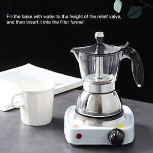 Moka Pot, 300ml Stainless Steel Electric Coffee Pot Coffee Maker 6 Cups for Kitchen Household Brewing