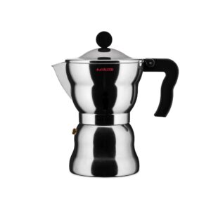 alessi aam33/6 - design espresso coffee maker, aluminum and thermoplastic resin, 6 cups, black handle