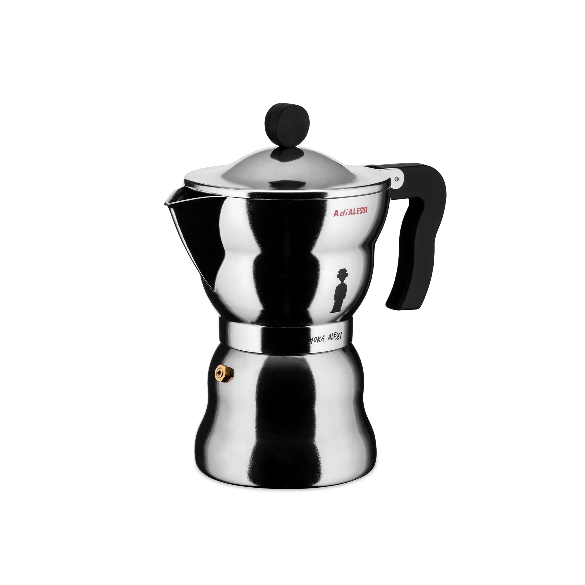 Alessi AAM33/6 - Design Espresso Coffee Maker, Aluminum and Thermoplastic Resin, 6 Cups, Black Handle