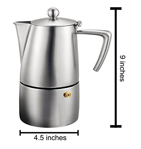 Cuisinox Milano Stainless Steel Moka Pot Espresso Coffee Maker, 10-Cup