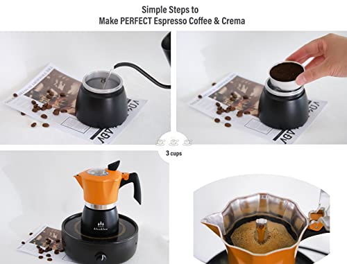 kleeklea Stovetop Espresso Maker, Premium Aluminum Moka Pot 3 Espresso Cups, Percolator Coffee Pot, Cuban Coffee Maker Italian Coffee Maker Greca Coffee Maker Camping Coffee Pot