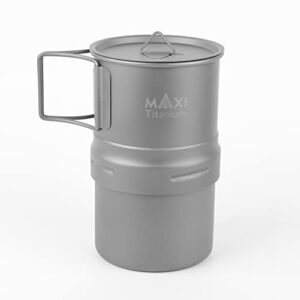 maxi coffee maker, titanium moka pot, 5oz each brew, backpacking friendly