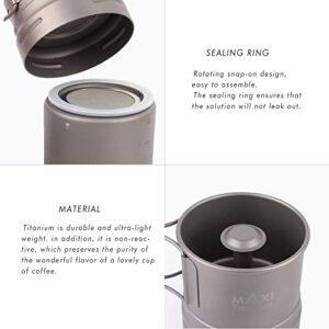 Maxi Coffee Maker, Titanium Moka Pot, 5oz each brew, backpacking friendly