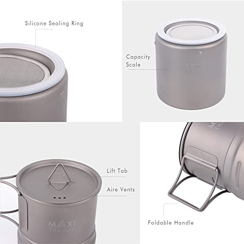 Maxi Coffee Maker, Titanium Moka Pot, 5oz each brew, backpacking friendly