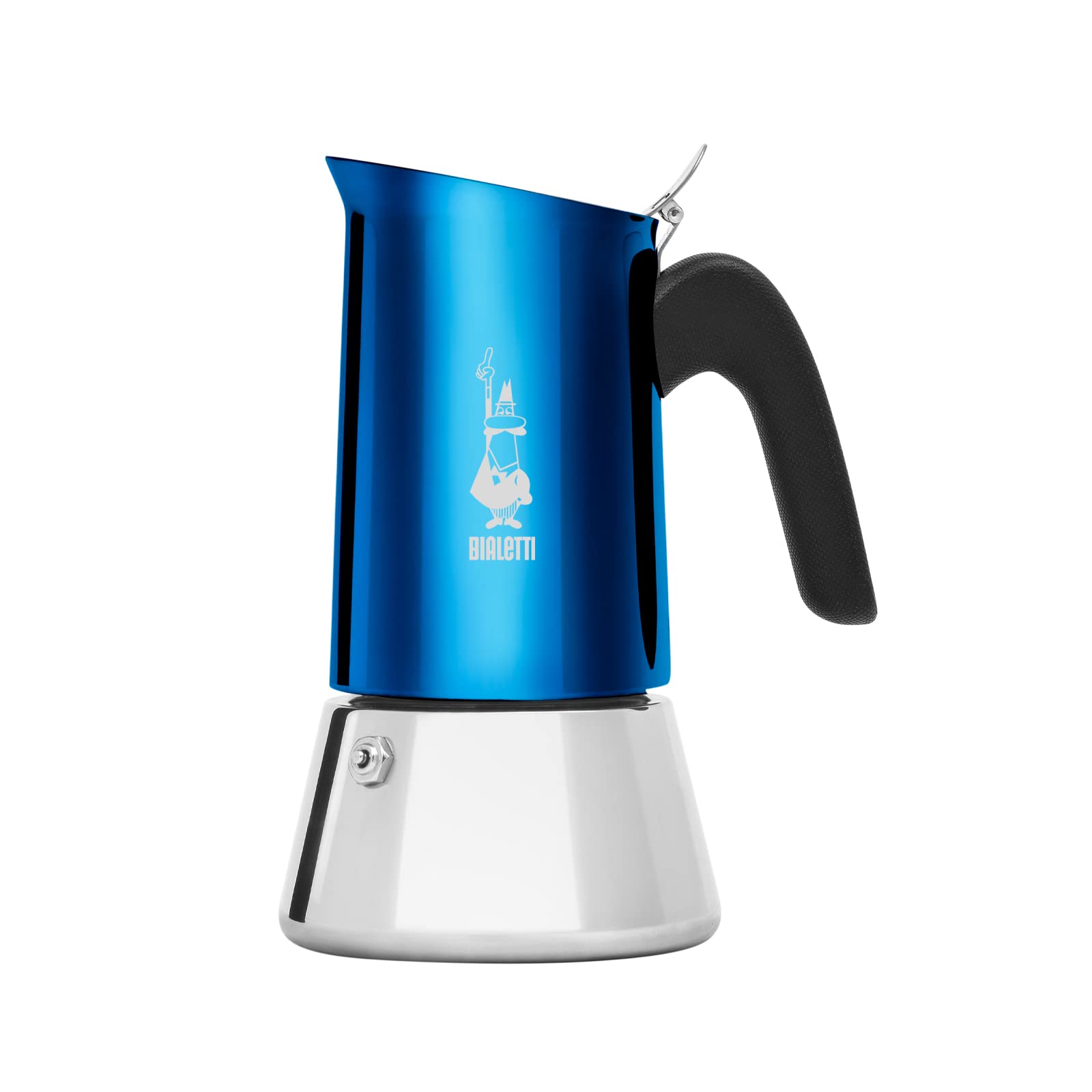 Bialetti New Venus Coffee Machine 6 Cups Anti-Burn Handle Not Induction 6 Cups (235 ml) Stainless Steel Blue