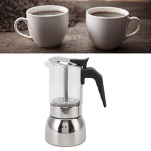 Mumusuki Stovetop Moka Pot, Glass Classic Italian Coffee Maker with Stainless Steel Base for Flavored Strong Coffee Ideal Coffee Lover Gift (200ML)