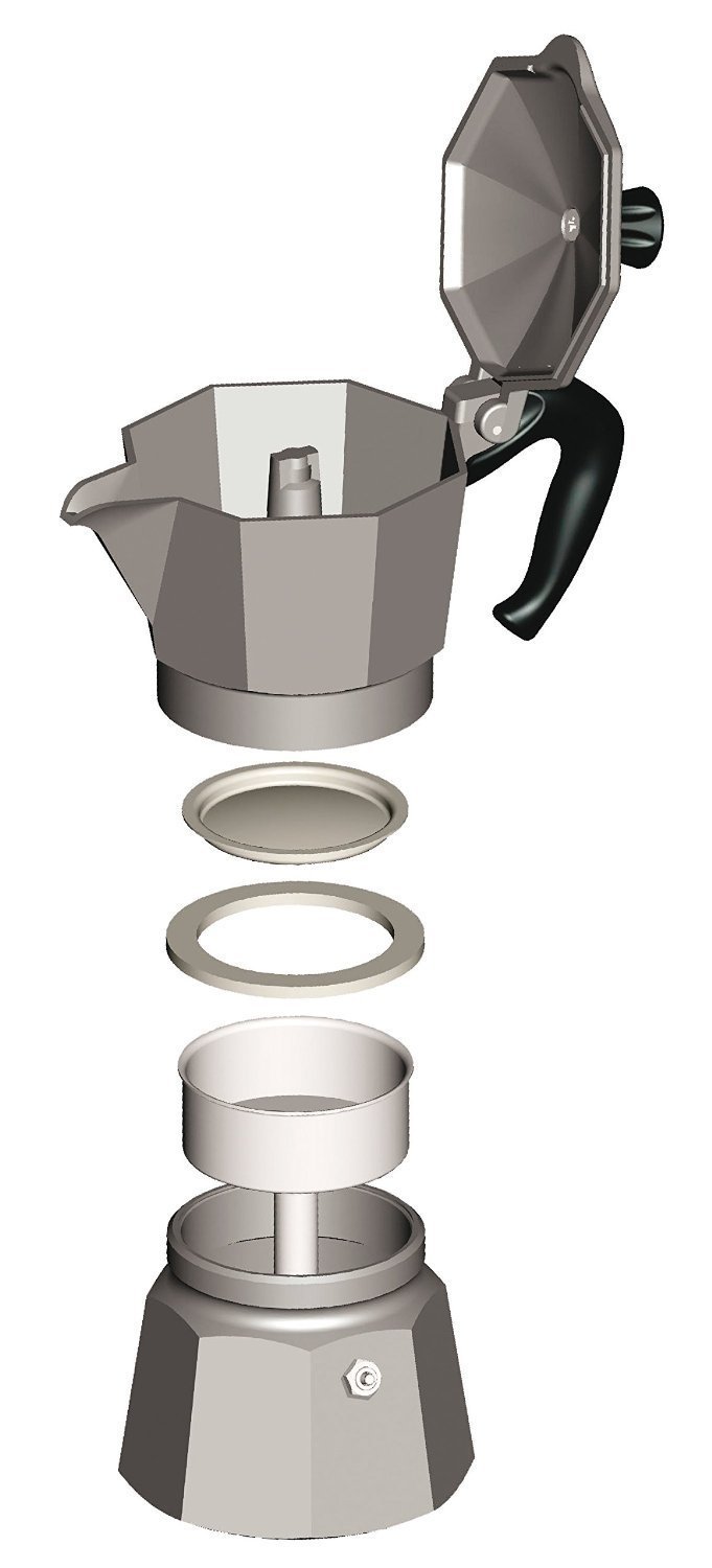 Bialetti 6800 Moka Express 6-Cup Stovetop Espresso Maker w/Replacement Gasket and Filter for 6 Cup