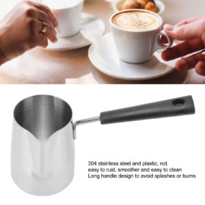 Turkish Coffee Pot,Mocha Pot Stainless Steel,Modern Turkish Coffee Pot,Hot Chocolate Pot,Milk Warmer,Butter and Chocolate Melting Pot,Long Handle Heat Resistant Milk Frothing Jug for Home(350ml),