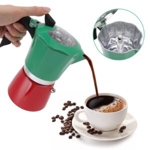 YYQTGG Stovetop Moka Pot, Moka Pot Classic Stovetop Espresso and Coffee Maker for Travel, Espresso Cup Moka Pot Stovetop Espresso Maker(Green Red, No. 6 Pot 300ML)