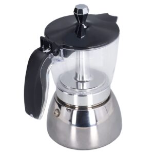 sutinna moka pot, 6 cup coffee making pot for home, stovetop maker for great flavored strong, clear abs top, default