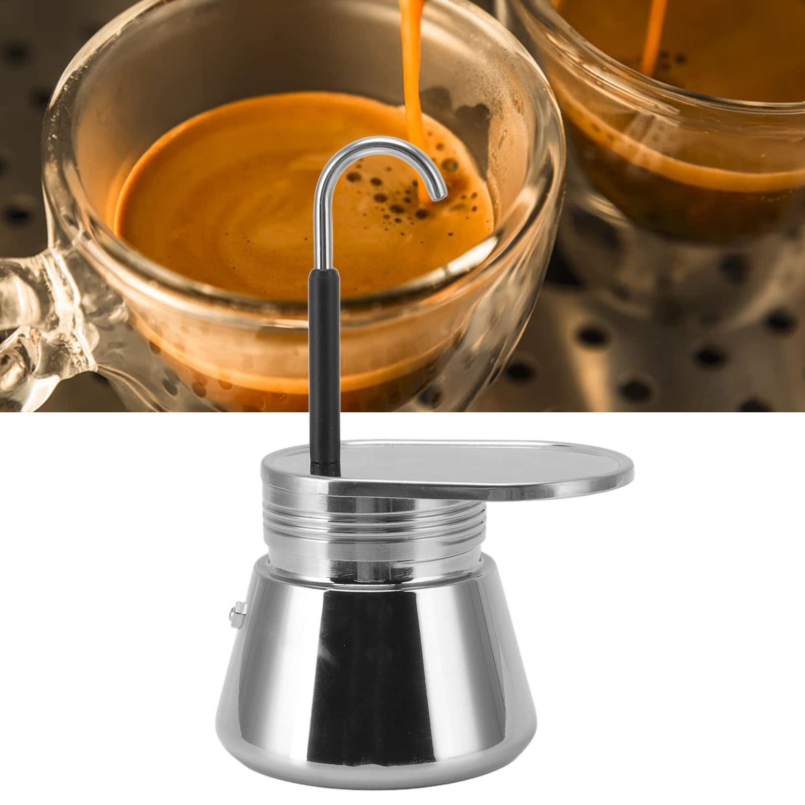 Espresso Maker, Single Spout Stovetop Moka Pot Stainless Steel Mini Stovetop Espresso Percolator Italian Type Espresso Cup Coffee Maker,Use on Stove at Home or Camping