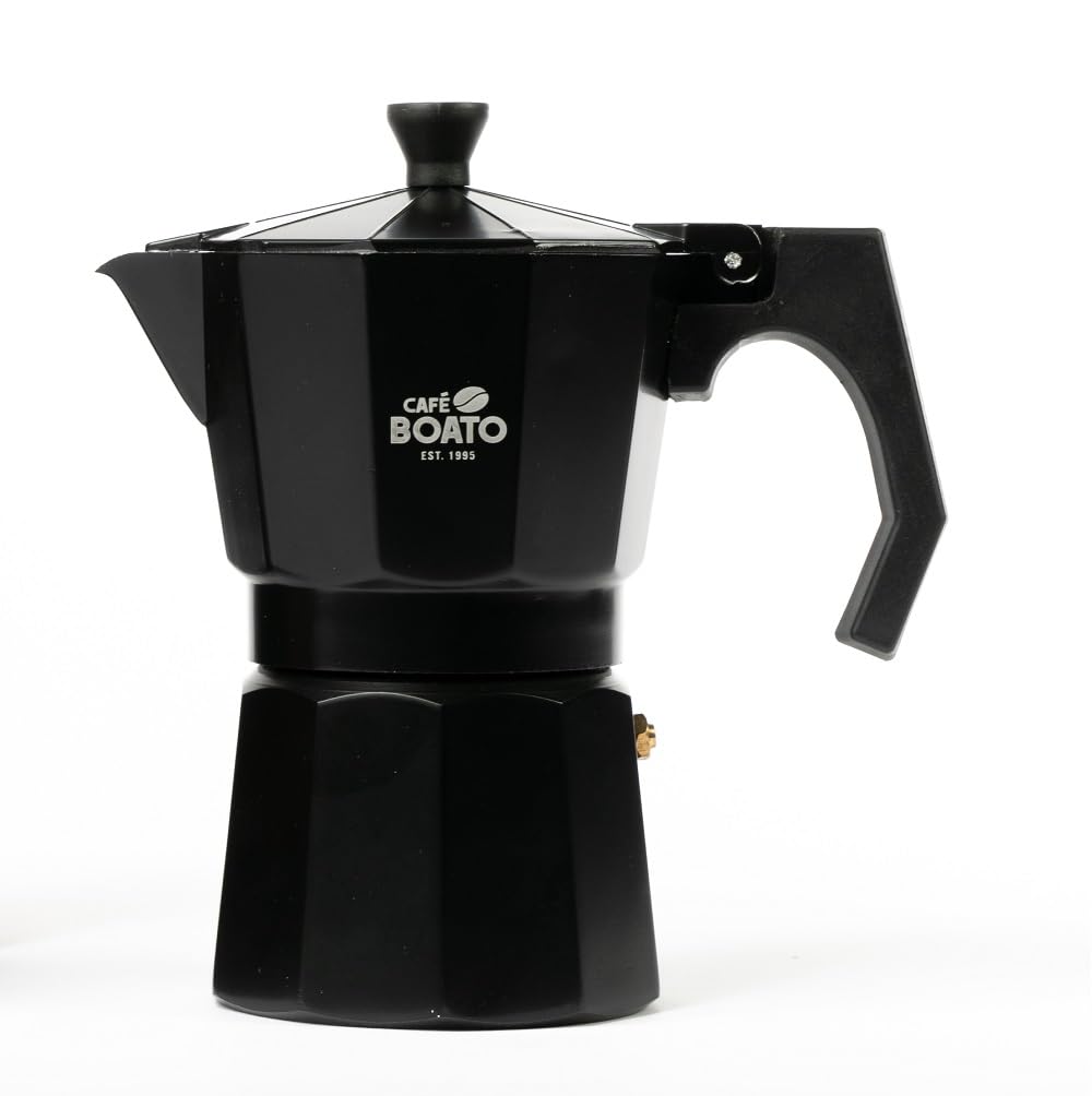 Cafe Boato Moka Pot 6 cup espresso, Black, Coffee Maker Stovetop, italian espresso