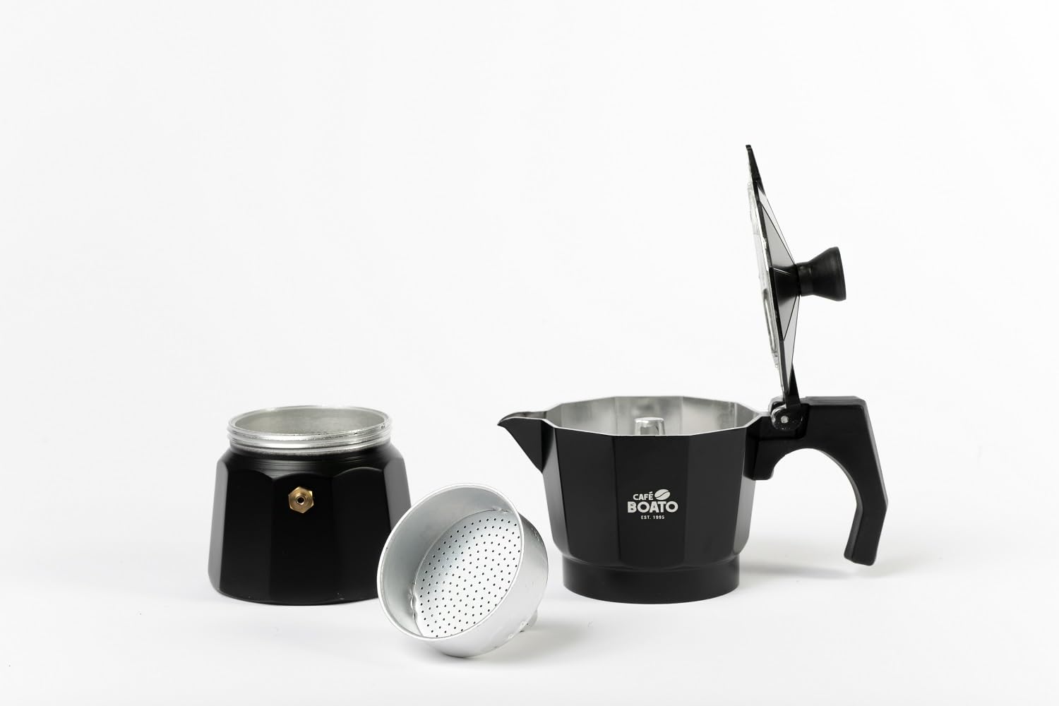 Cafe Boato Moka Pot 6 cup espresso, Black, Coffee Maker Stovetop, italian espresso