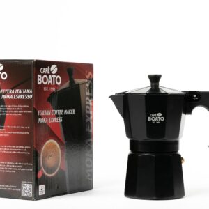 Cafe Boato Moka Pot 6 cup espresso, Black, Coffee Maker Stovetop, italian espresso