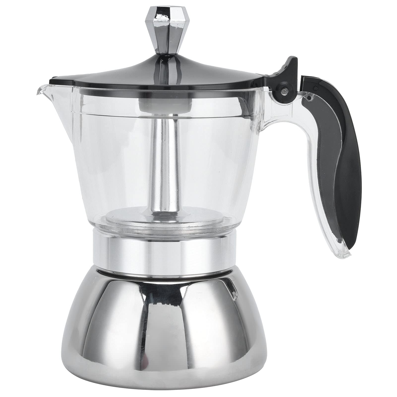 plplaaoo Stovetop Espresso and Coffee Maker,Moka Pot,Glass-Top Stovetop Espresso Moka Pot Stovetop Espresso Maker,Stainless Steel Coffee Maker Stovetop Moka Pot Coffee Maker Kitchen Supplies, sto