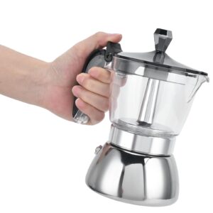 plplaaoo Stovetop Espresso and Coffee Maker,Moka Pot,Glass-Top Stovetop Espresso Moka Pot Stovetop Espresso Maker,Stainless Steel Coffee Maker Stovetop Moka Pot Coffee Maker Kitchen Supplies, sto