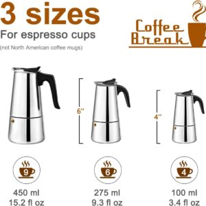 Italian Coffee Maker Moka Pot - Stovetop Espresso Maker Stainless Steel Moka Pot Percolator Coffee Pot, Classic Italian Coffee Maker Expresso Coffee Brewer,Sutiable for Induction Cookers (6 cup pot)