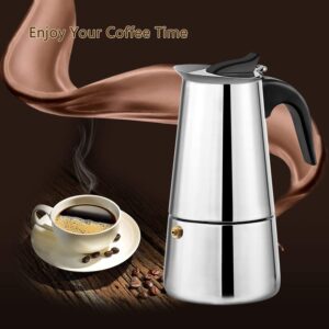 Italian Coffee Maker Moka Pot - Stovetop Espresso Maker Stainless Steel Moka Pot Percolator Coffee Pot, Classic Italian Coffee Maker Expresso Coffee Brewer,Sutiable for Induction Cookers (6 cup pot)