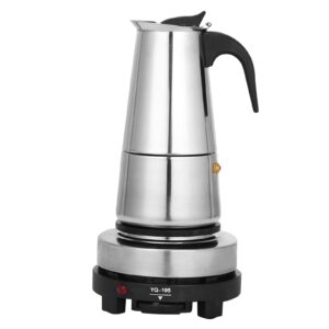 9 cup moka pot with electric stove, classic italian espresso greca maker 110v stainless steel stovetop coffee maker, 450ml