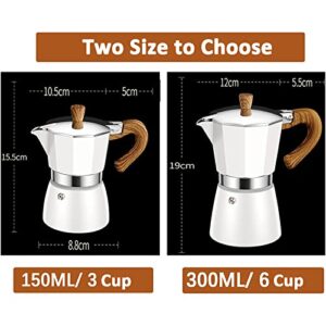 MORDEN MS Moka Pot, Stovetop Espresso Maker 6 Cup/10 OZ Italian Coffee Maker Camping Coffee Pot Manual Cuban Coffee Percolator for Cappuccino or Latte