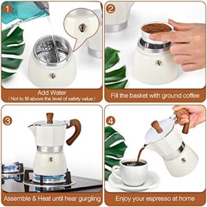 MORDEN MS Moka Pot, Stovetop Espresso Maker 6 Cup/10 OZ Italian Coffee Maker Camping Coffee Pot Manual Cuban Coffee Percolator for Cappuccino or Latte