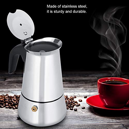 Espresso coffee maker, portable stainless steel espresso coffee maker Espresso coffee maker, classic Moka for home, office.(100ml)