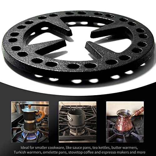 MENSI 5" Upgrade Design Casting Iron Gas Ring Reducer Flat Pot Rack Cast Iron Turkish Coffee Pot Support Ring For Espresso Maker,Coffee Moka, Gas Cooker