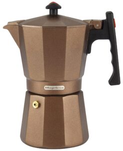 magefesa ® colombia brown stovetop espresso coffee maker, 6 cups / 10 oz, make your own home italian coffee with this moka pot cuban coffee, made in extra thick aluminum, safe and easy to use, café