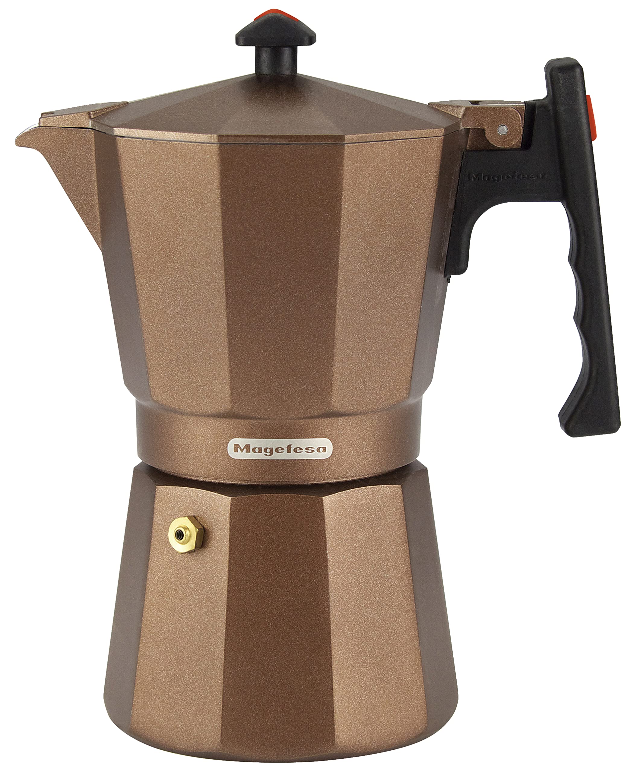 MAGEFESA ® Colombia Brown Stovetop Espresso Coffee Maker, 6 cups / 10 oz, make your own home italian coffee with this moka pot cuban coffee, made in extra thick aluminum, safe and easy to use, café