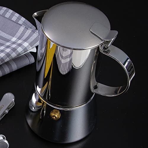 Cilio Aida Stainless Steel Stovetop Espresso Maker, Polished Stainless, 2 Cup