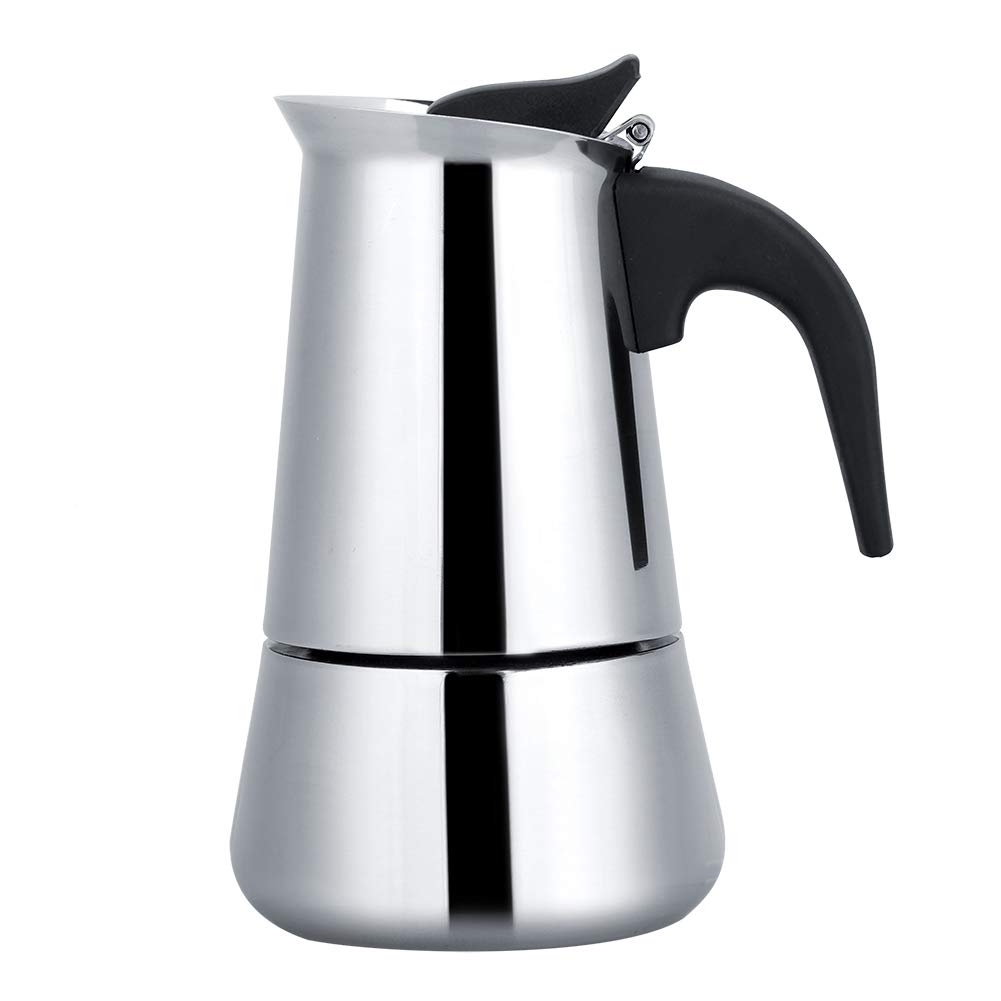 Yosoo Portable Stainless Steel Coffee Pot Moka Espresso Maker Mocha Pot Ideal for Home, Camping & Travel(100ml)