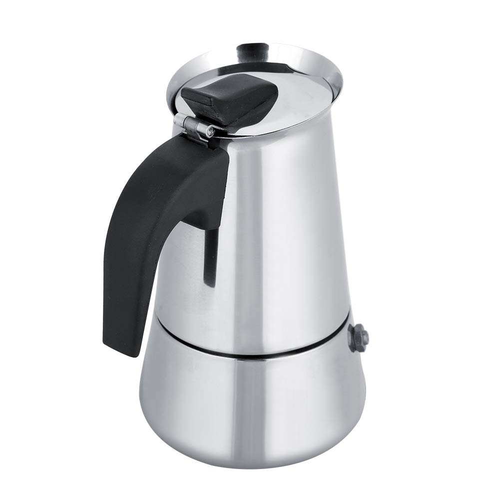 Yosoo Portable Stainless Steel Coffee Pot Moka Espresso Maker Mocha Pot Ideal for Home, Camping & Travel(100ml)