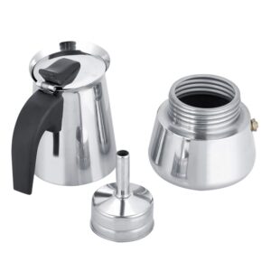 Yosoo Portable Stainless Steel Coffee Pot Moka Espresso Maker Mocha Pot Ideal for Home, Camping & Travel(100ml)