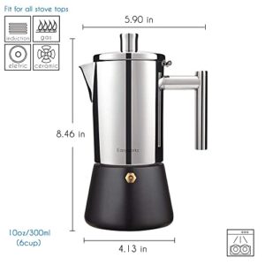 Easyworkz Diego Stovetop Espresso Maker, Bundled With Stainless Steel Espresso Cup 2pcs Set Double Wall Insulated Metal Demitasse Cups